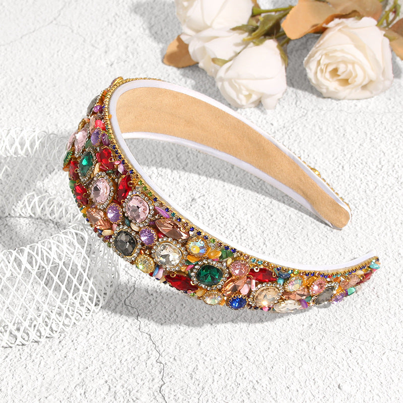 retro geometric cloth inlay rhinestones hair band