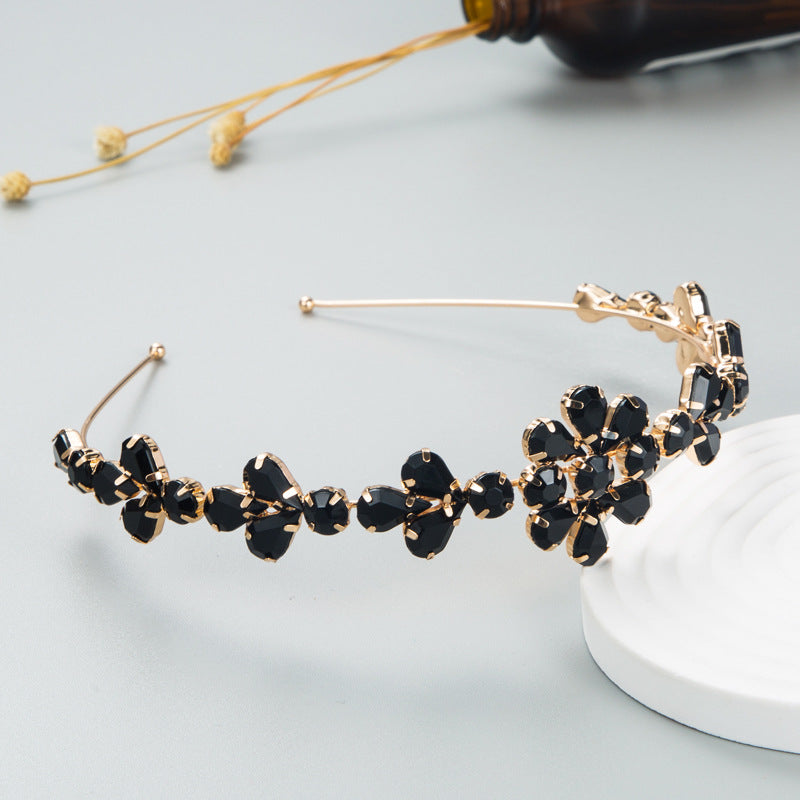 fashion alloy diamond glass drill flower headband korean metal headband