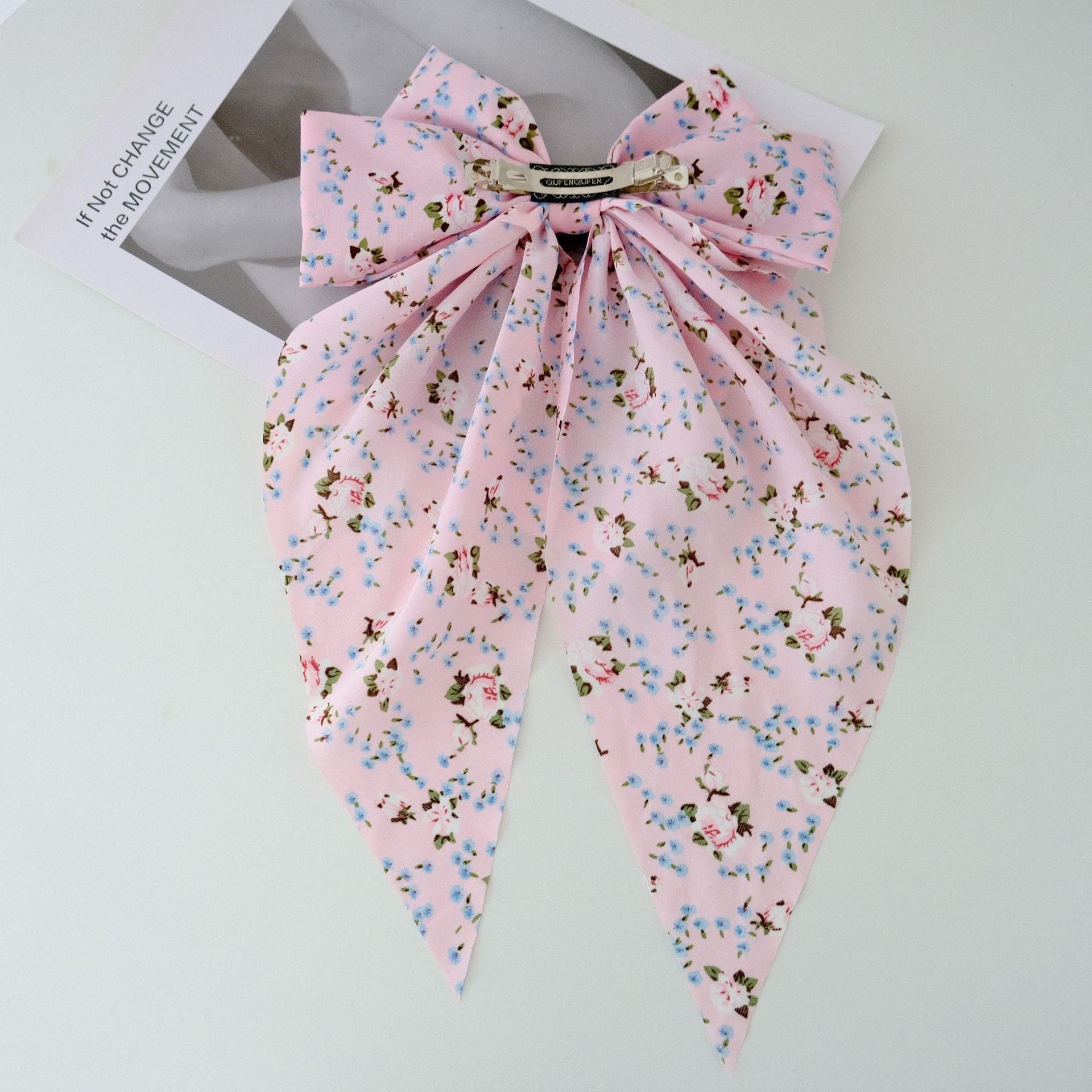 Women's Sweet Pastoral Bow Knot Cloth Floral Hair Claws