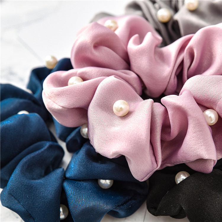 Women's Simple Style Solid Color Cloth Pearl Hair Tie