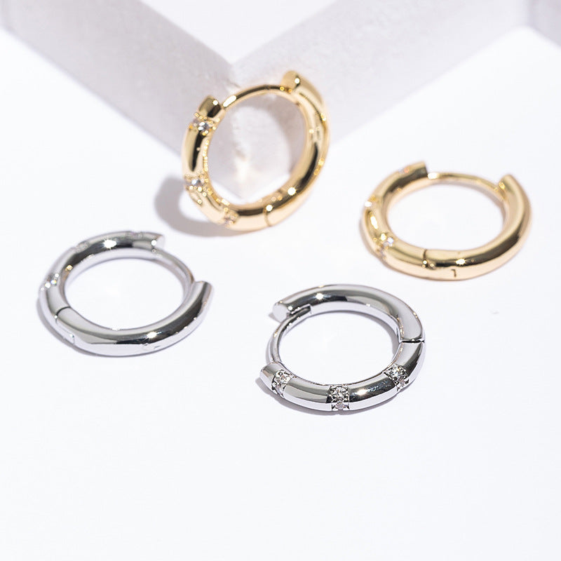 1 Pair Simple Style Geometric Inlay Copper Zircon Earrings