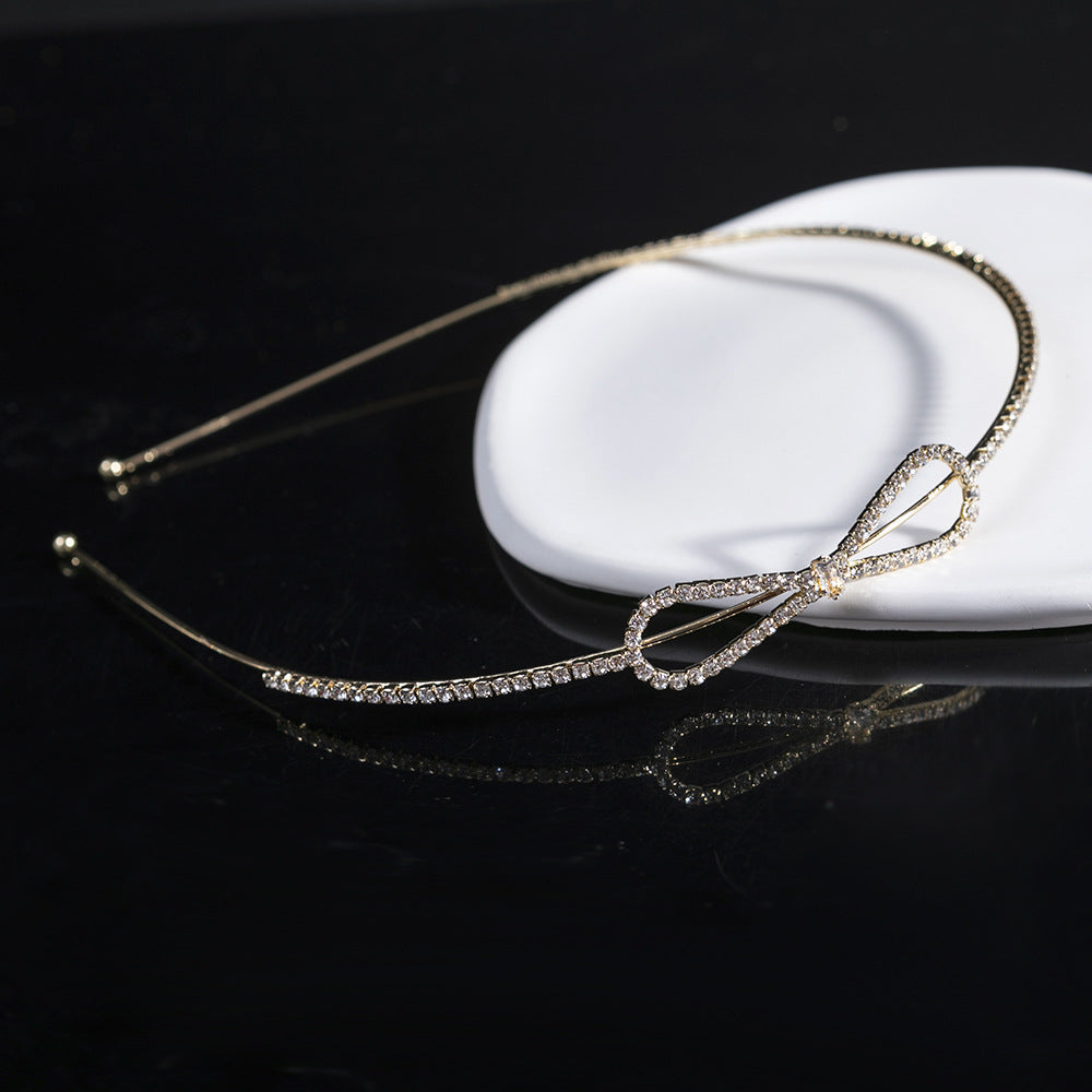 fashion bow knot metal inlay rhinestones hair band 1 piece