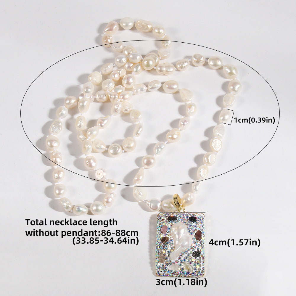 Elegant Vintage Style Geometric natural stone Beaded Chain Pendant Necklace In Bulk