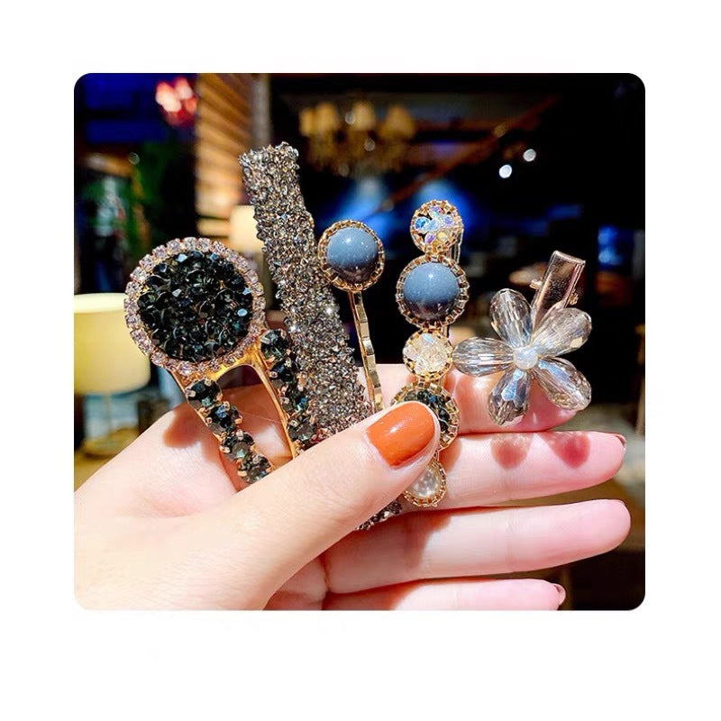 fashion classic barrettes simple inlay pearl bangs barrettes