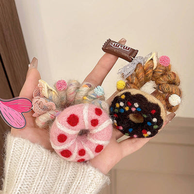 Cute Women's Letter Donuts Felt Hair Tie