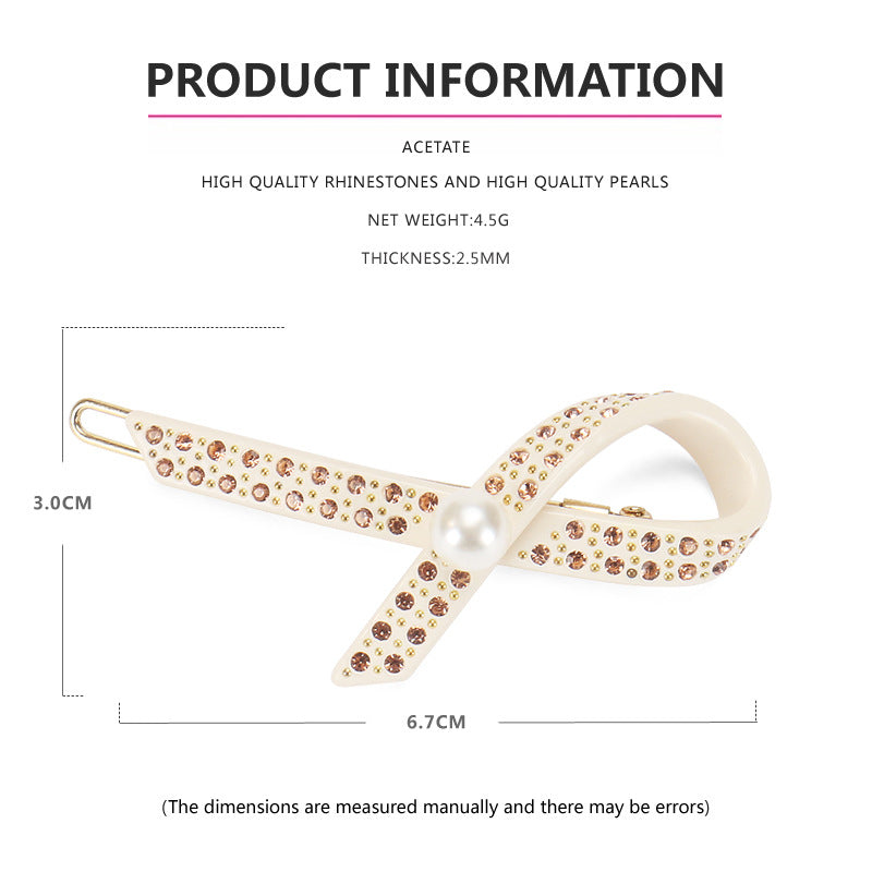 Women's Elegant Lady Streetwear Geometric Acetic acid sheets Criss Cross Rhinestones Hair Clip