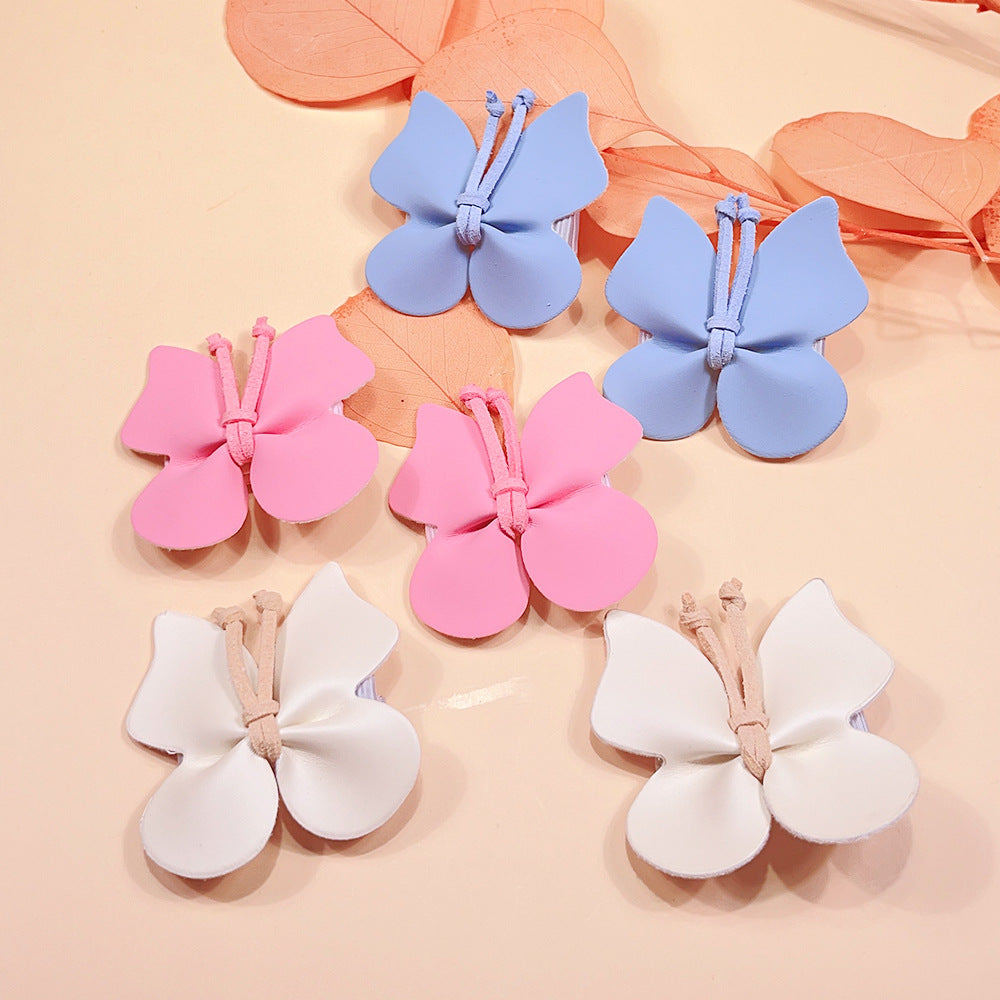 Girl'S Sweet Butterfly Pu Hair Clip