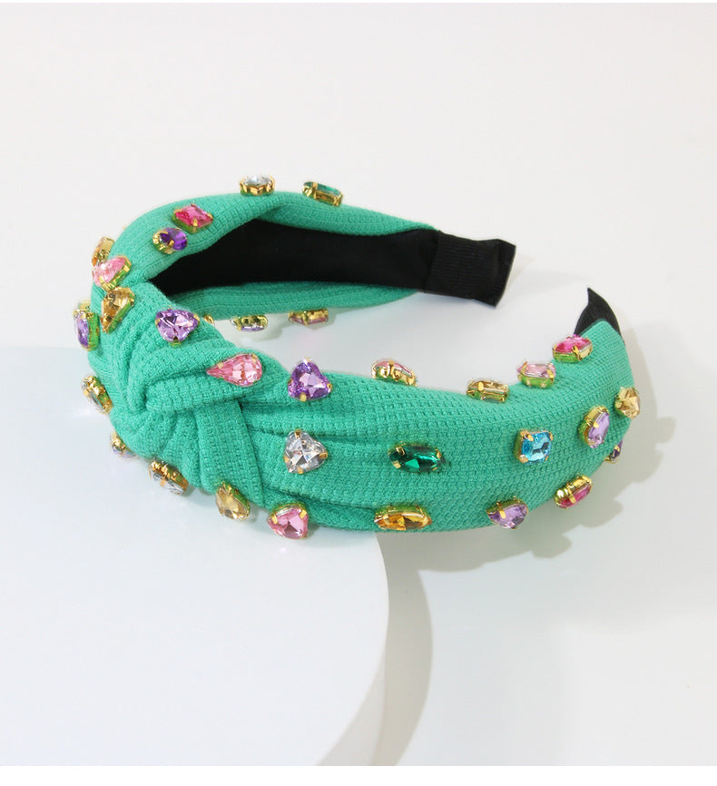 Women's Retro Knot Cloth Handmade Inlay Rhinestones Hair Band