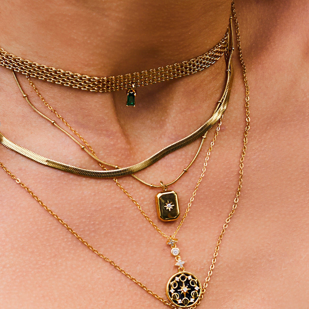 Jewelry Elegant Geometric Square 304 Stainless Steel Pendant Necklace