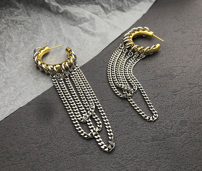 1 Pair Vintage Style Exaggerated Geometric chain Copper Earrings