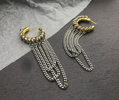 1 Pair Vintage Style Exaggerated Geometric chain Copper Earrings