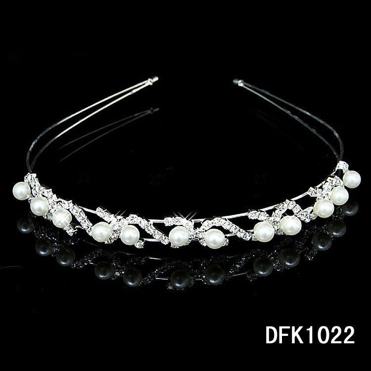 simple style crown flower copper inlay artificial pearls rhinestones hair band 1 piece