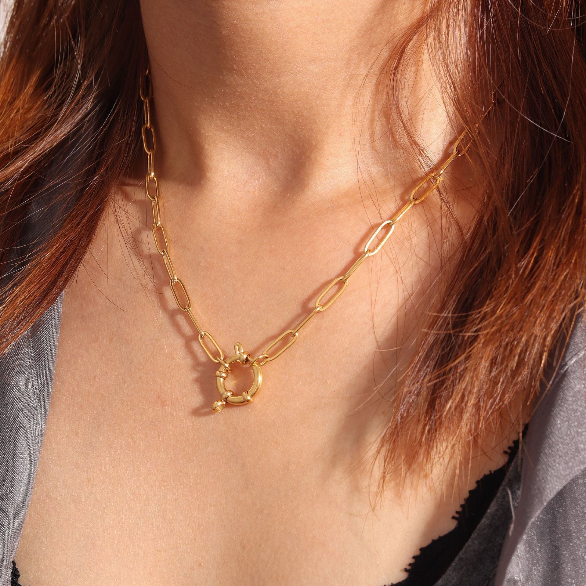 Jewelry Retro Simple Style Geometric Titanium Steel Plating Pendant Necklace