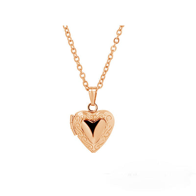 Copper K Gold Plated Rose Gold Plated Silver Plated Plating Heart Shape Locket Necklace
