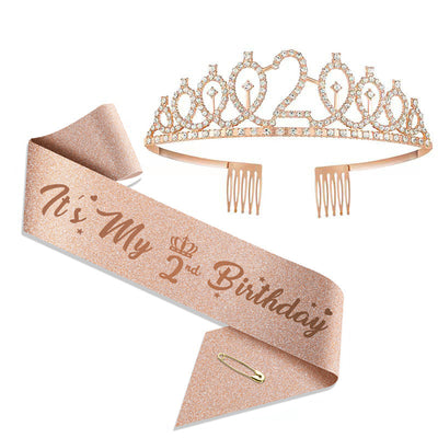 Girl'S Cartoon Style Letter Crown Metal Stoving Varnish Crystal Crown