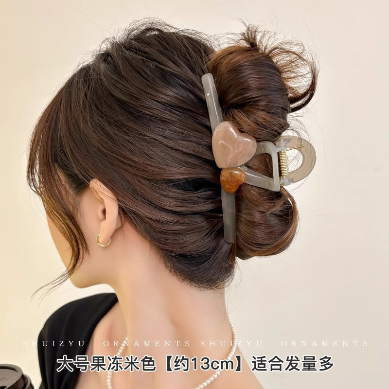 Cute love grab clip girl 2025 new popular high-end disc hair shark clip hairpin hair card headdress
