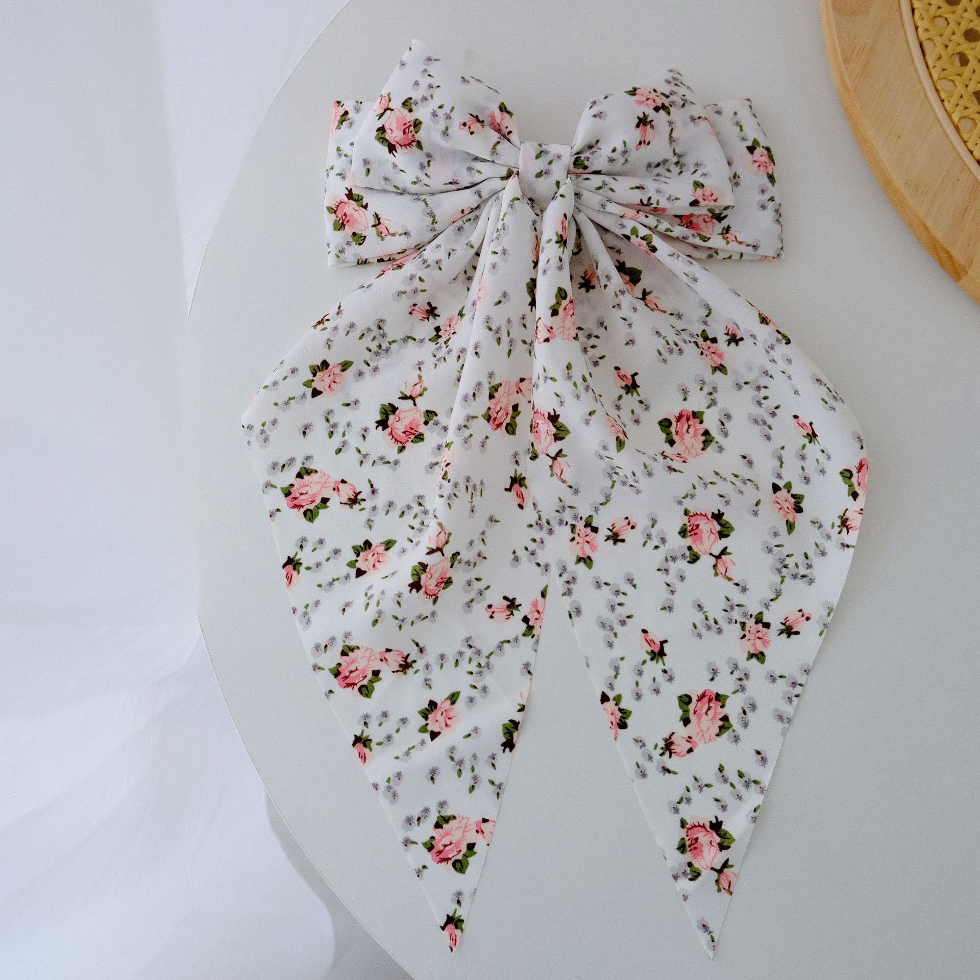 Women's Sweet Pastoral Bow Knot Cloth Floral Hair Claws