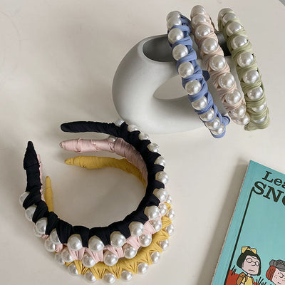 korean winding pearl woven headband