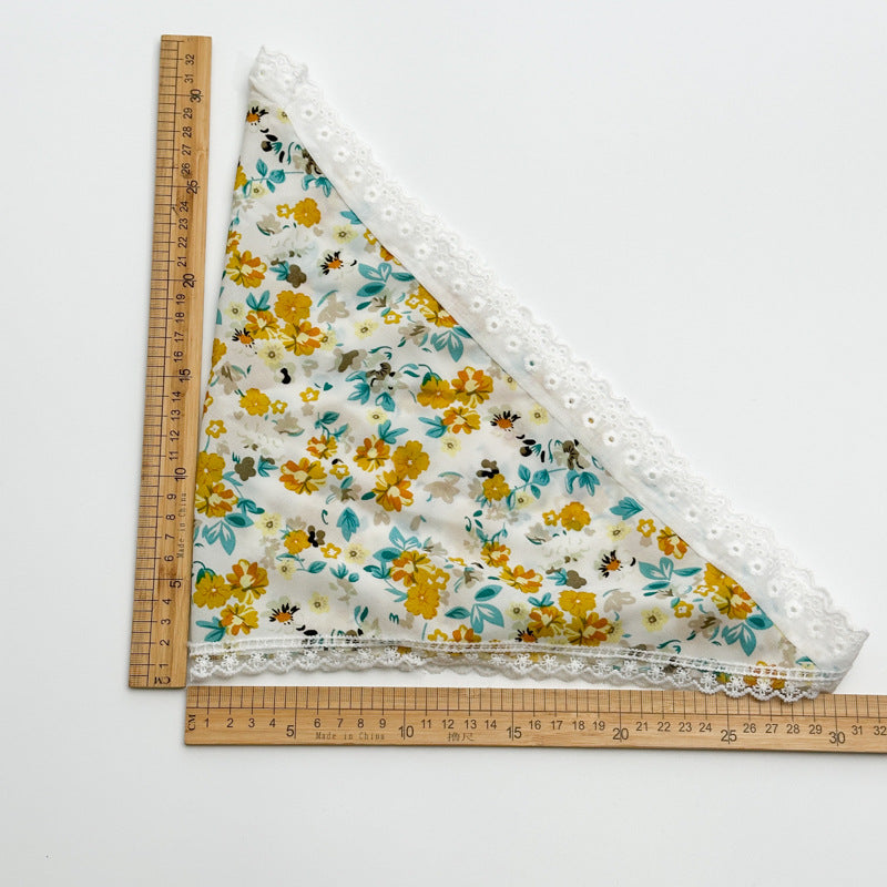 Three-State New Fresh Lace Edge Triangular Binder Small Floral Daisy Headcloth Long Summer Outing Hair Accessories
