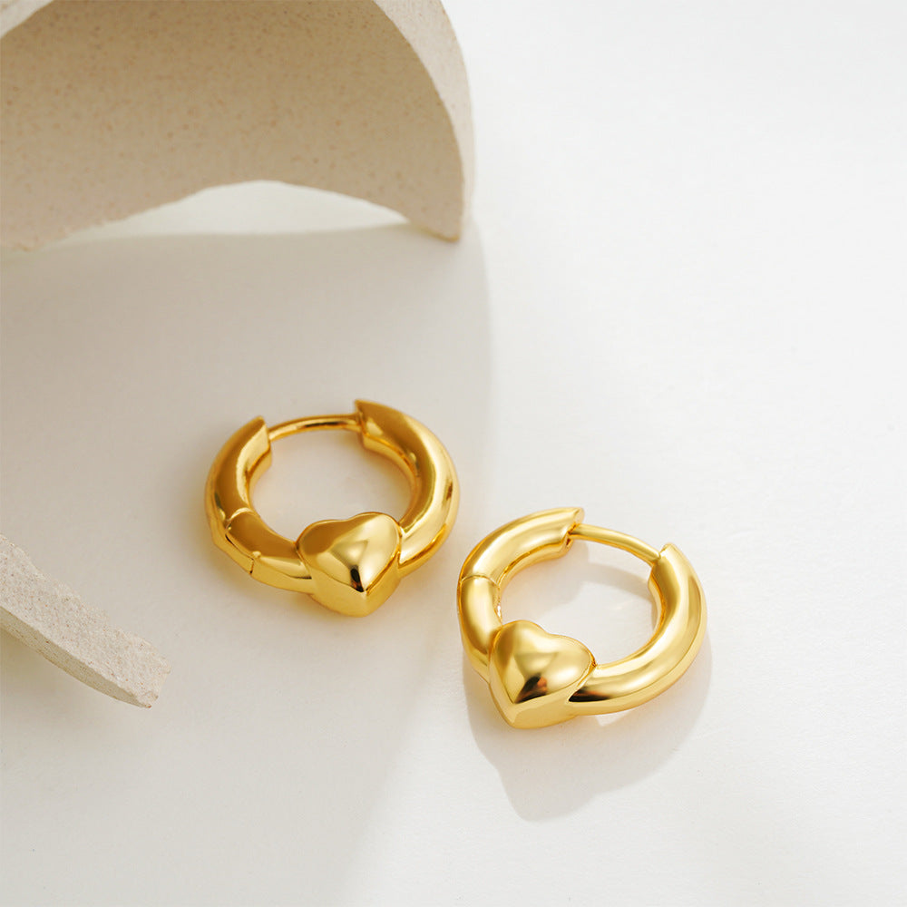 1 Pair Simple Style Heart Shape Mixed Metal 304 Stainless Steel Earrings