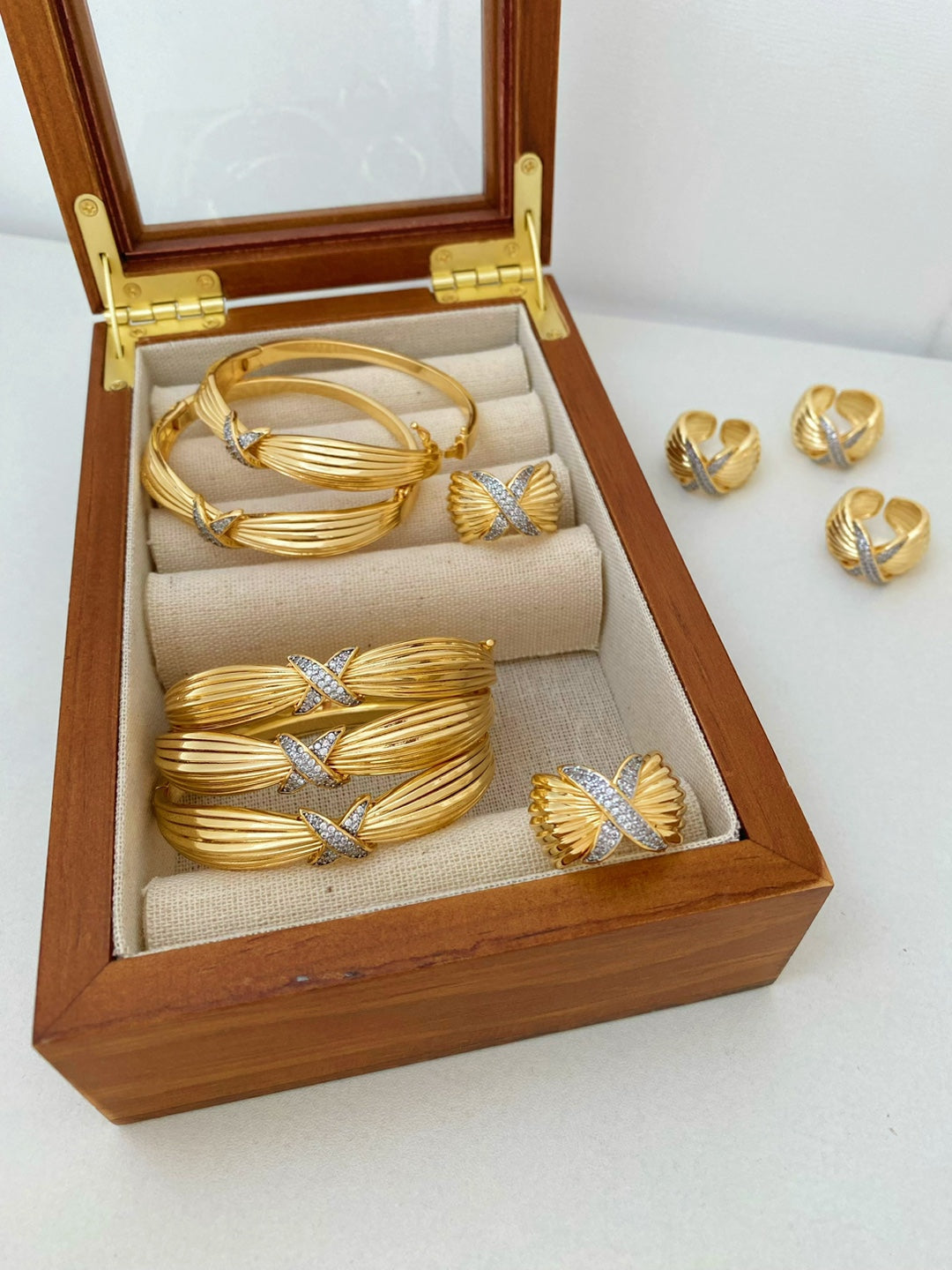 Jewelry Vintage Style Classic Style Geometric Copper Zircon Mixed Metal Rings Bracelets