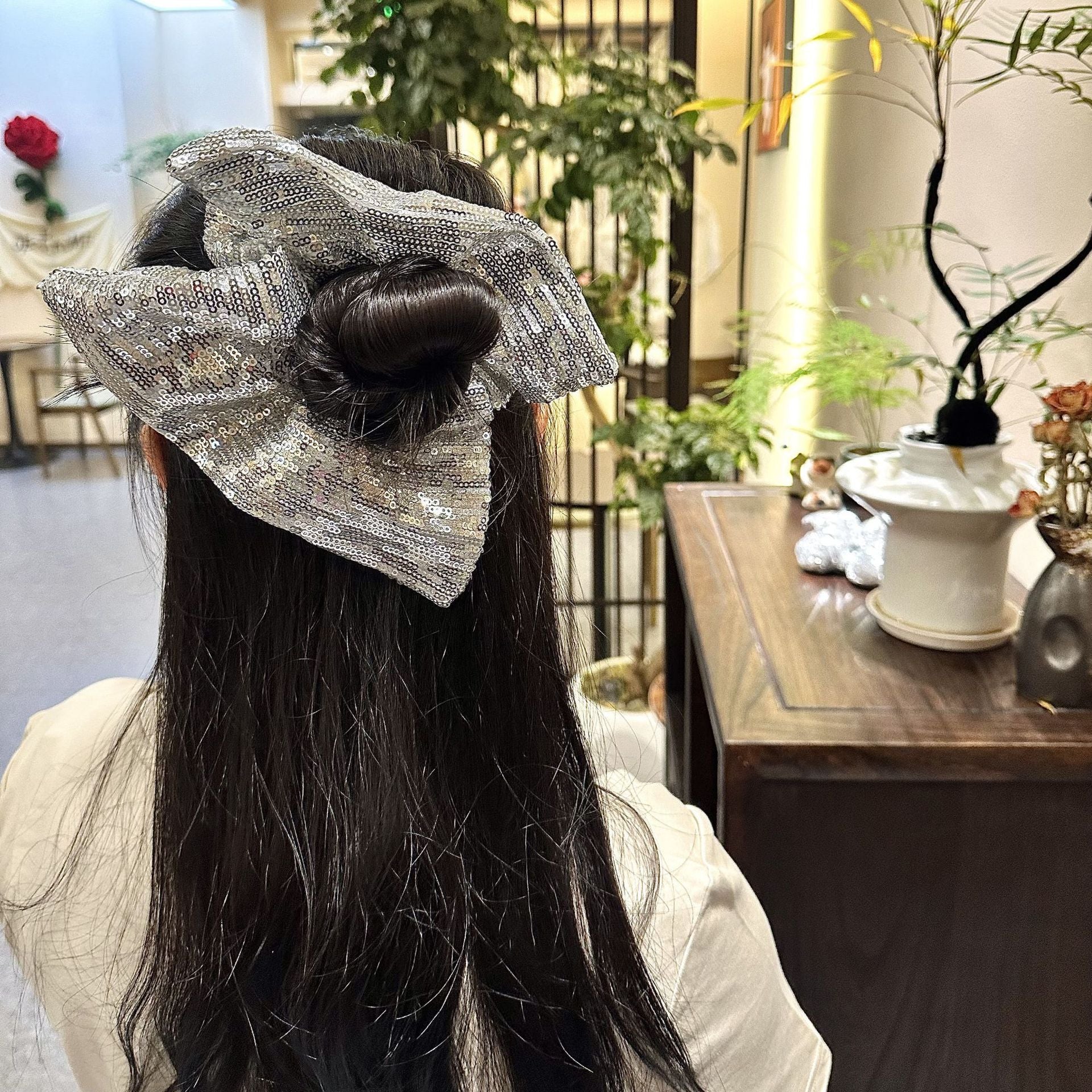 Women's Shiny Solid Color Sequins Hair Tie