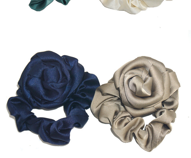 fashion rose solid color cloth hair tie