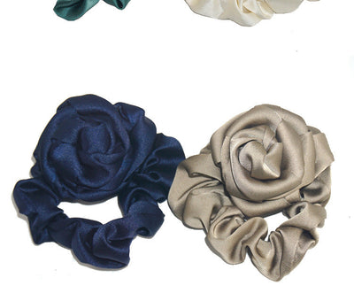 fashion rose solid color cloth hair tie