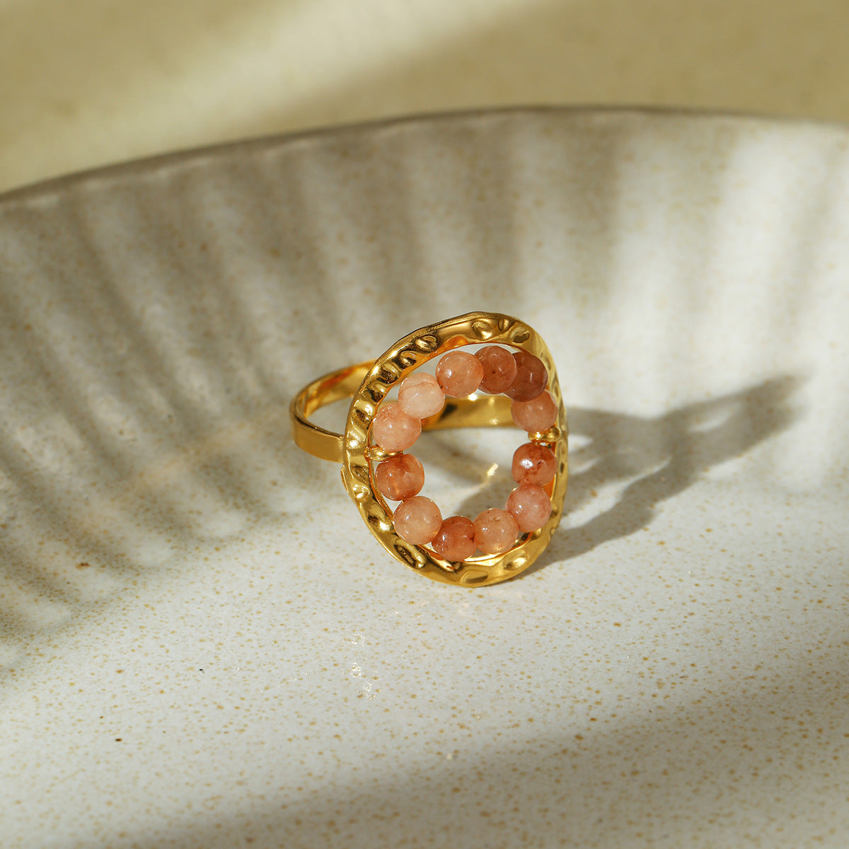 Jewelry Lady Geometric natural stone Titanium Steel Plating Rings