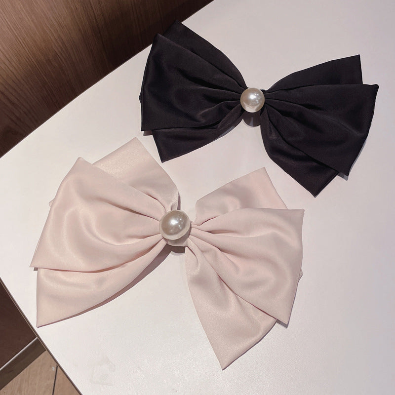 fashion bow knot cloth pearl hair clip 1 piece