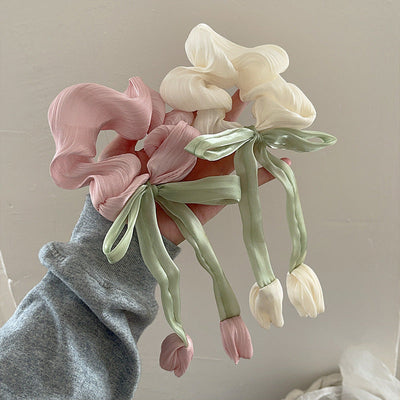 Women's IG Style Sweet Flower Bow Knot Cloth Hair Tie