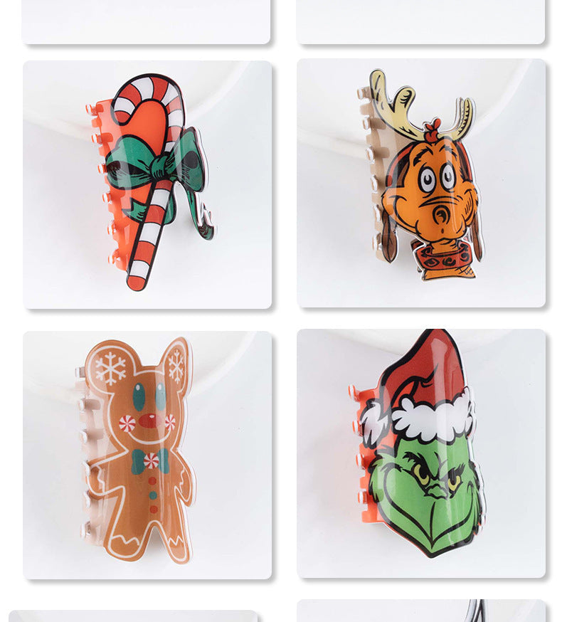 Cute Christmas Women's Christmas Hat Gingerbread PVC Hair Claws