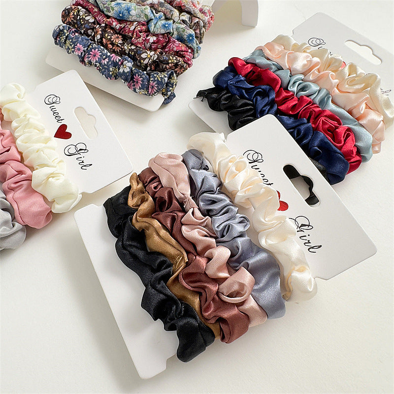women's simple style ditsy floral solid color satin hair tie