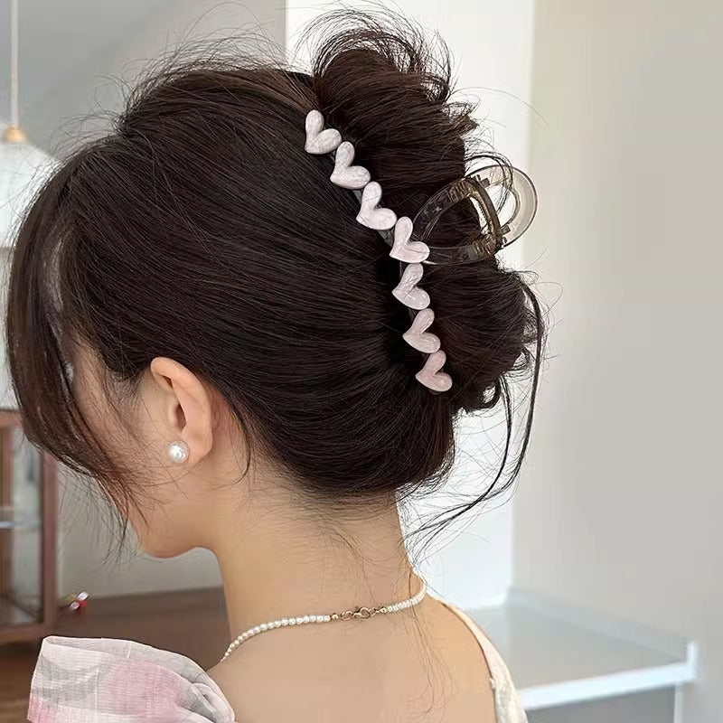 Cute love grab clip girl 2025 new popular high-end disc hair shark clip hairpin hair card headdress