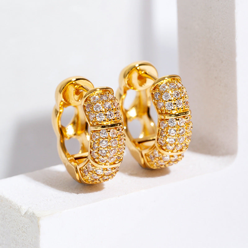 1 Pair Elegant Geometric Plating Copper Zircon Earrings