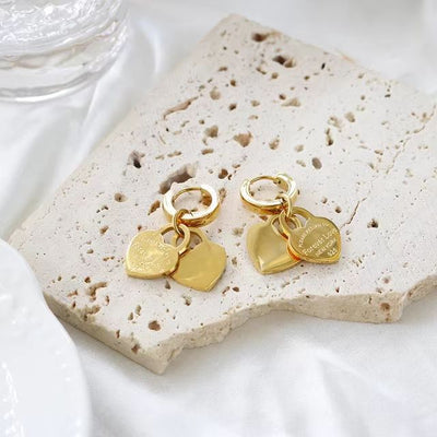 Jewelry Simple Style Heart Shape 304 Stainless Steel Plating Earrings Necklace