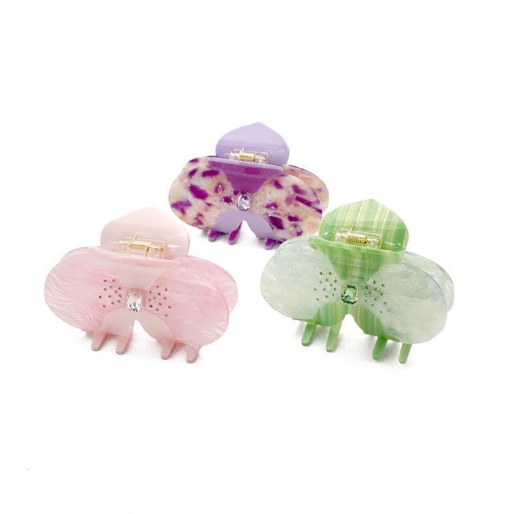 Women's Casual Flower Acetic acid sheets Inlay Rhinestones Hair Claws