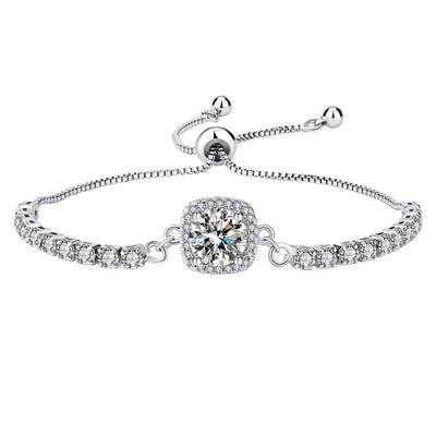 Copper Inlay Round Square Heart Shape Imitation Moissanite Bracelets