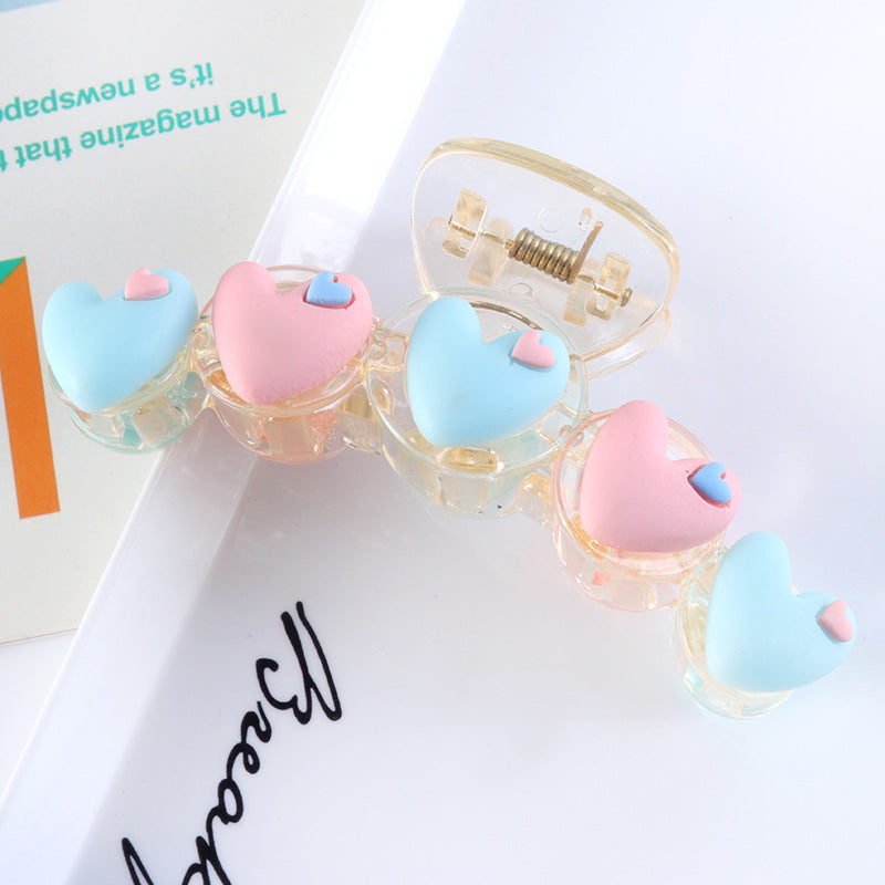 sweet heart shape plastic resin handmade hair claws 1 piece