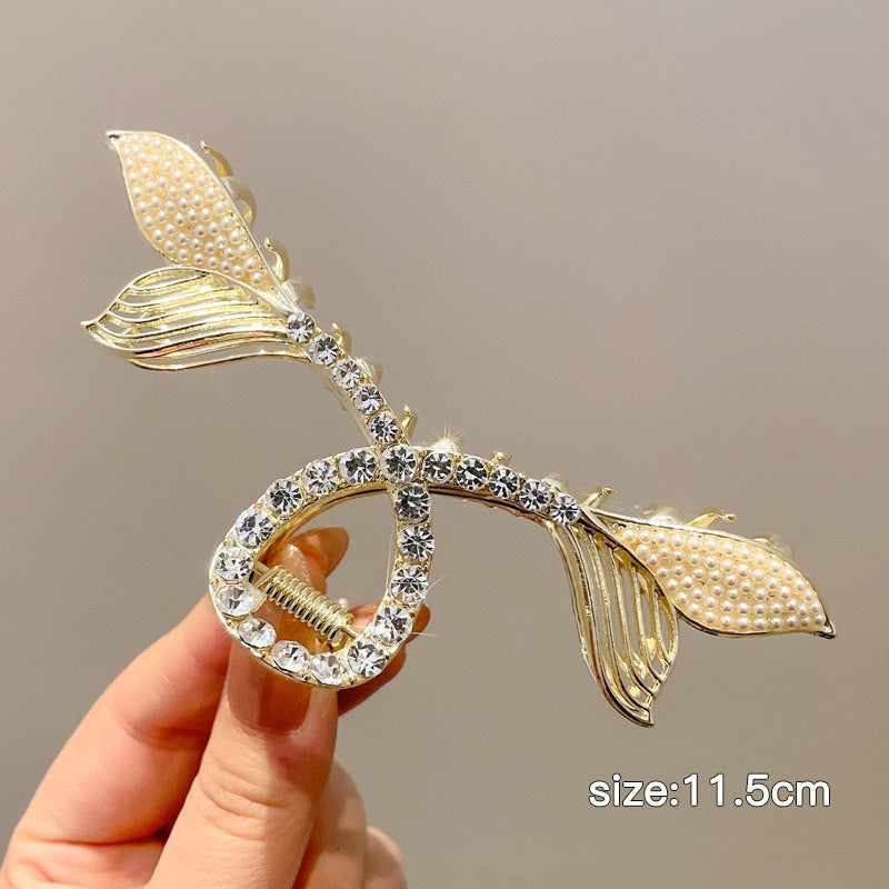 fashion flower metal plating artificial rhinestones hair claws 1 piece