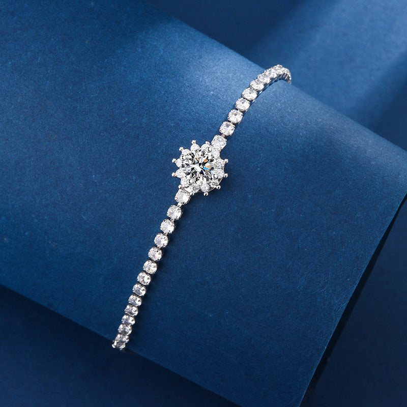 Copper Inlay Round Square Heart Shape Imitation Moissanite Bracelets