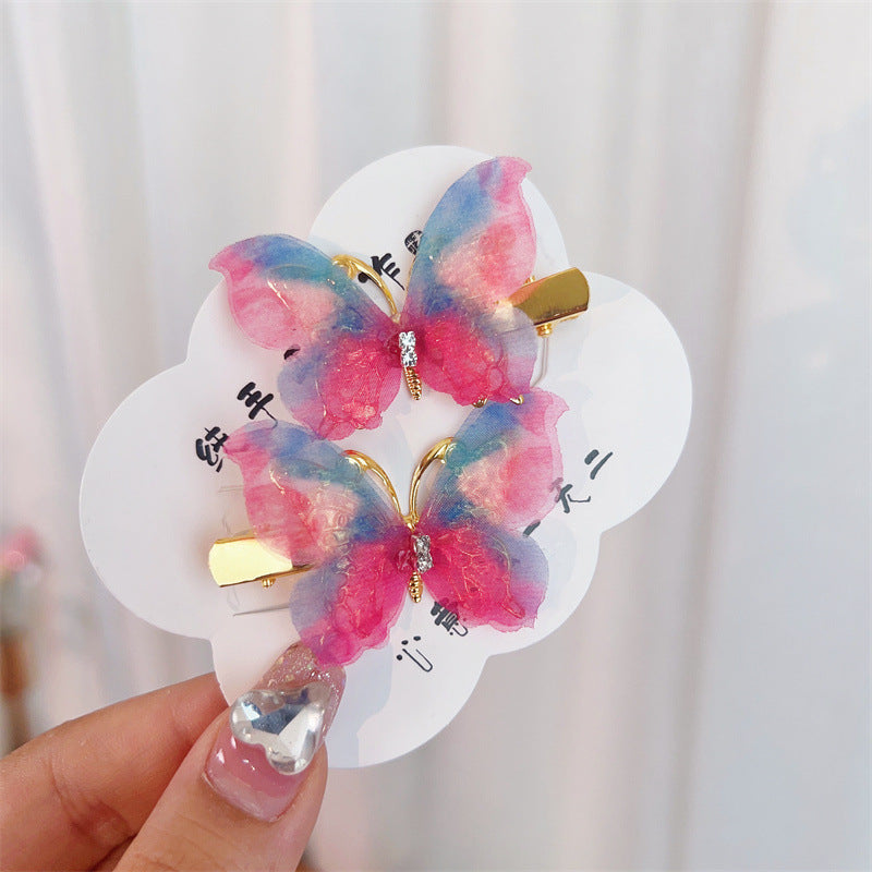 fairy style gradient color butterfly plastic resin rhinestone hair clip