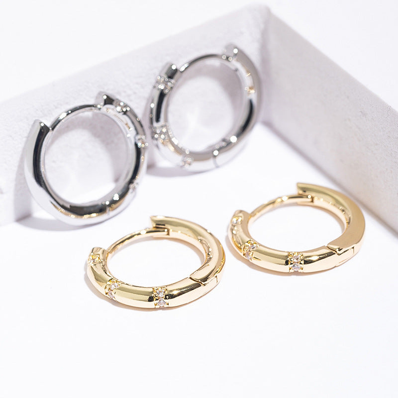 1 Pair Simple Style Geometric Inlay Copper Zircon Earrings