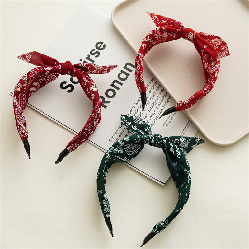 ethnic style printing solid color cloth hair band