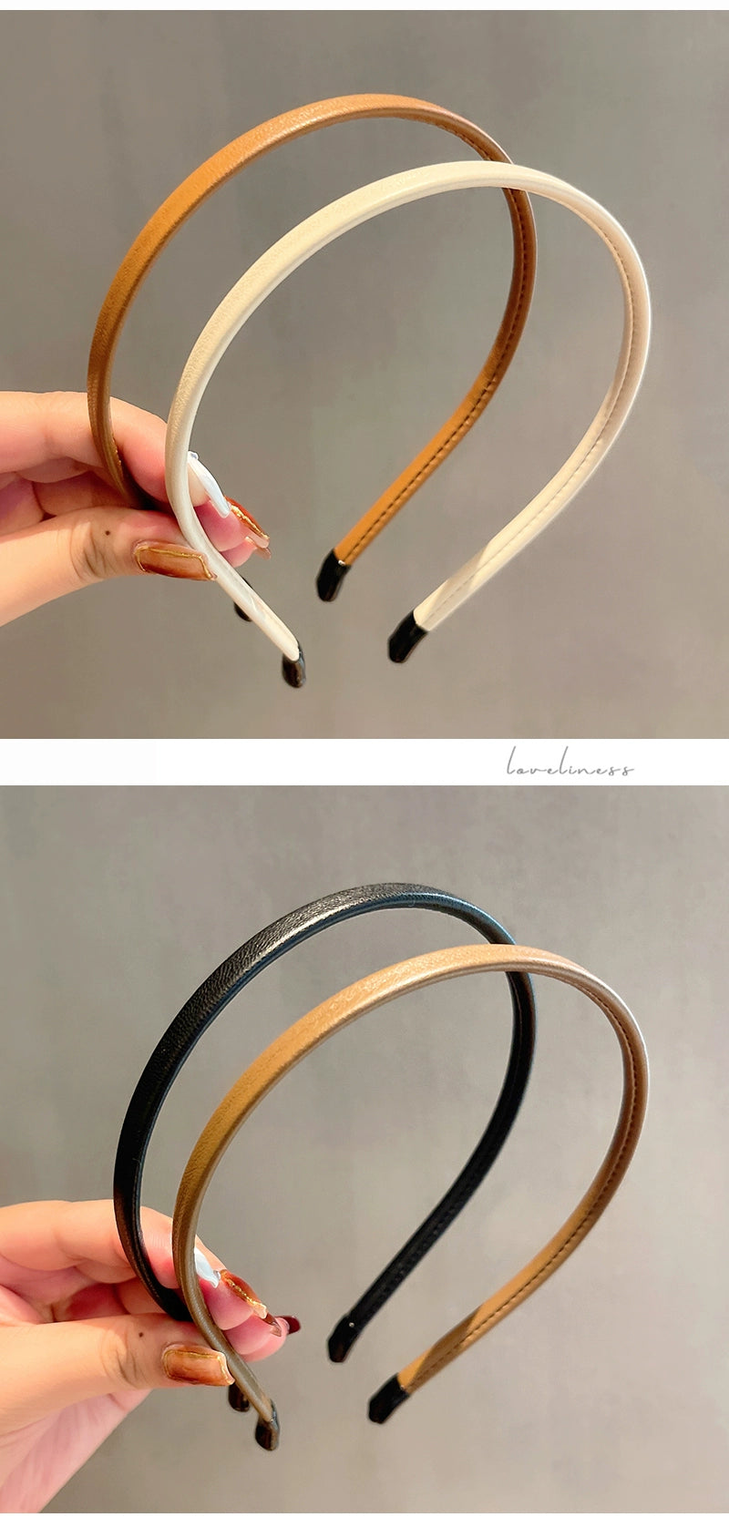 korean solid color leather hair band