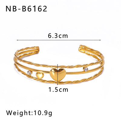 IG Style Flower 304 Stainless Steel Zircon Bangle In Bulk
