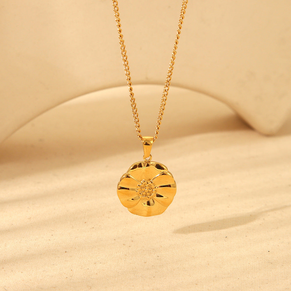Jewelry IG Style Simple Style Flower 304 Stainless Steel Plating Pendant Necklace