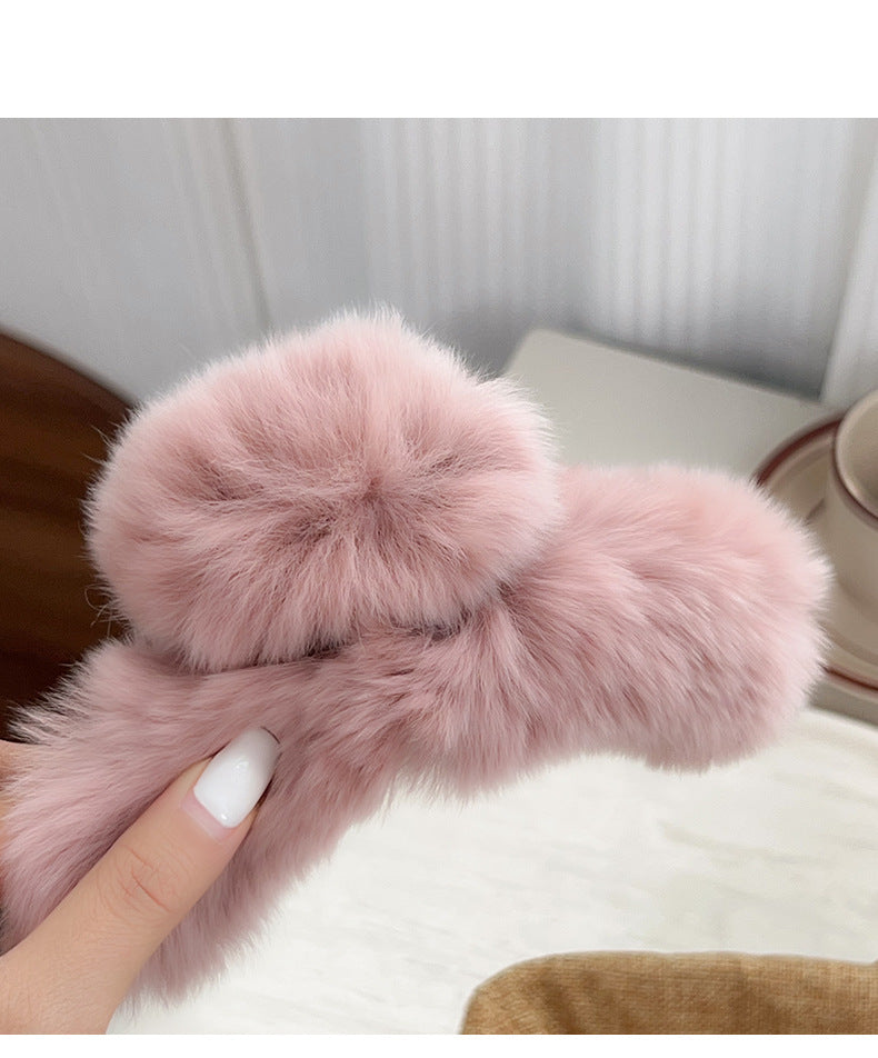Women's Simple Style Solid Color rabbit fur Hair Claws