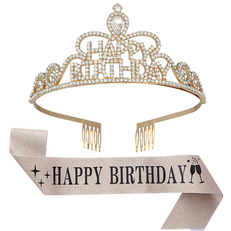 fashion letter metal inlay crown 2 piece set