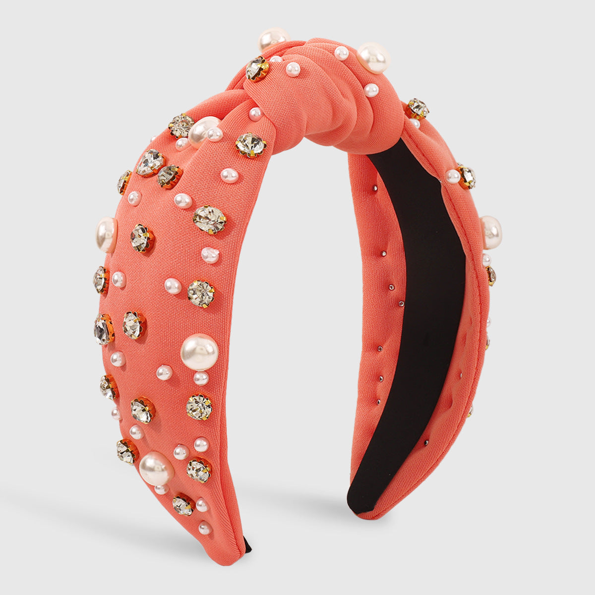 fashion solid color imitation pearl cloth rhinestone hair band